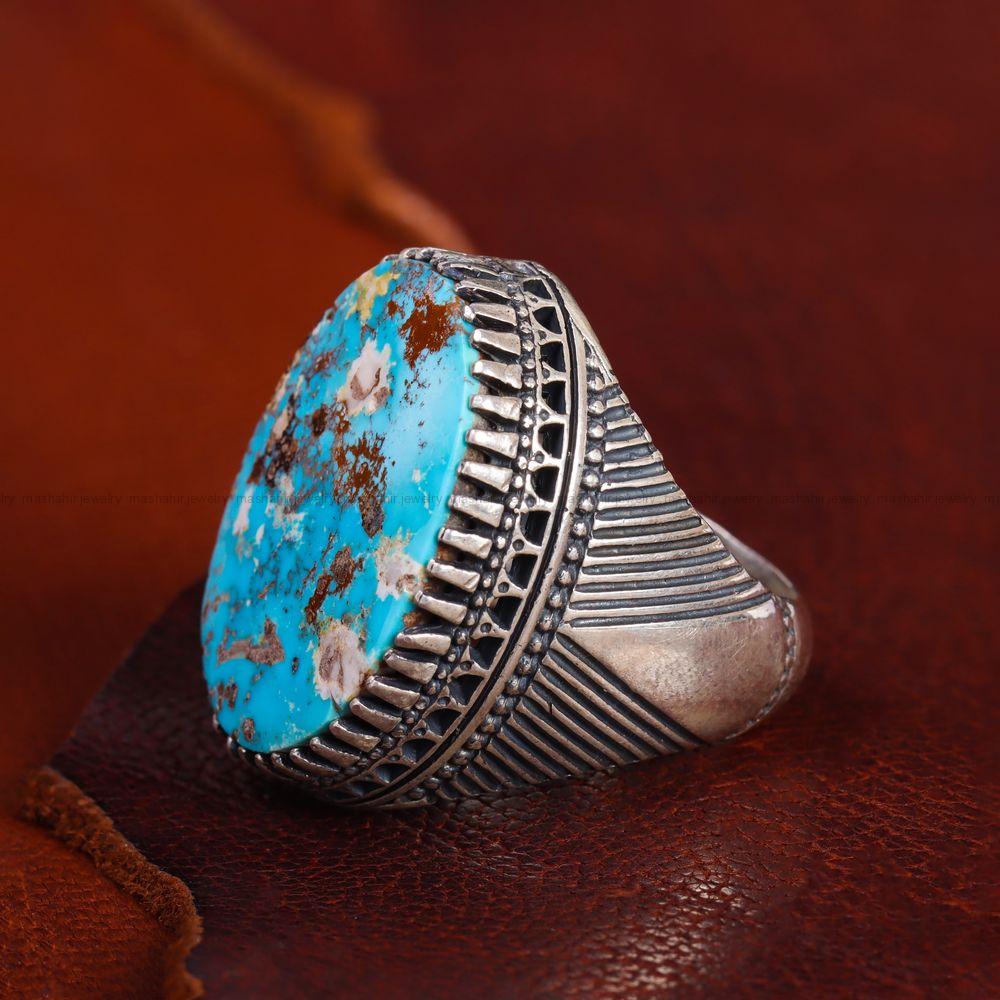 انگشتر فیروزه شجری مردانه کد 13225