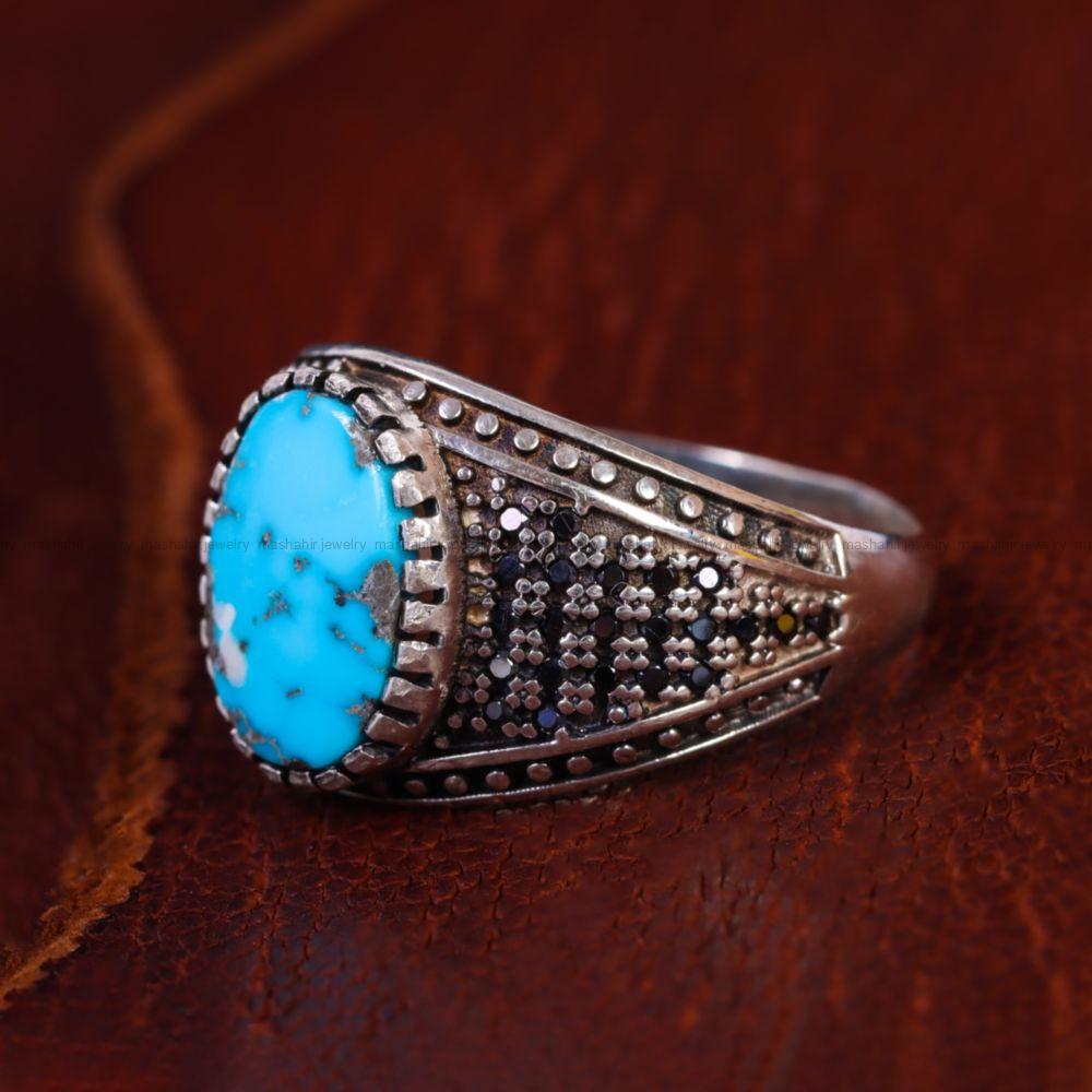 انگشتر فیروزه شجری مردانه کد 13240