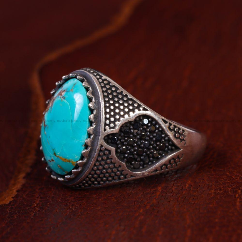 انگشتر فیروزه شجری مردانه کد 13259
