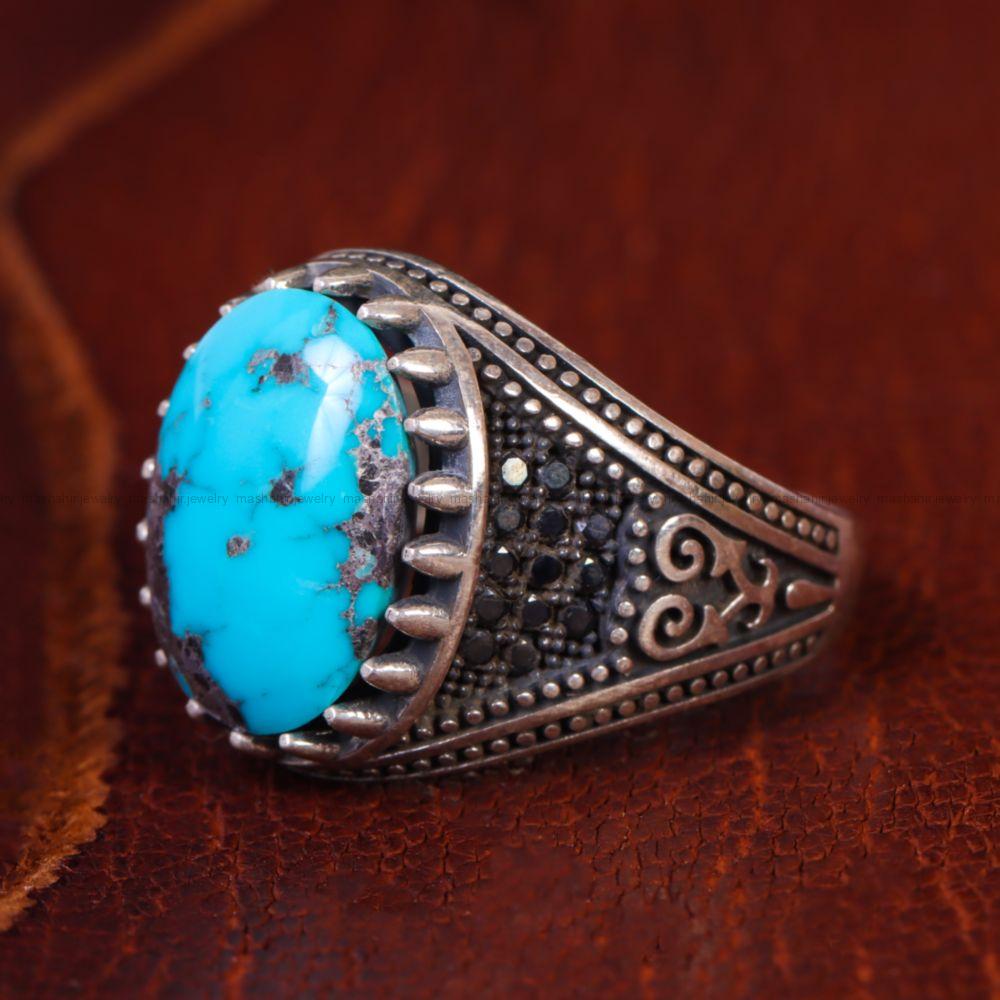 انگشتر فیروزه شجری مردانه کد 13265
