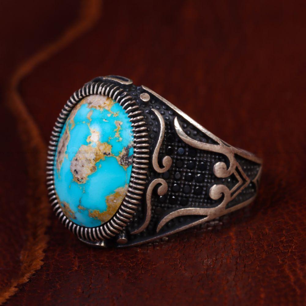 انگشتر فیروزه شجری مردانه کد 13269