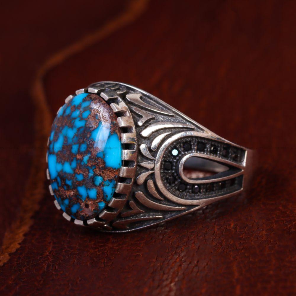 انگشتر فیروزه شجری مردانه کد 13277