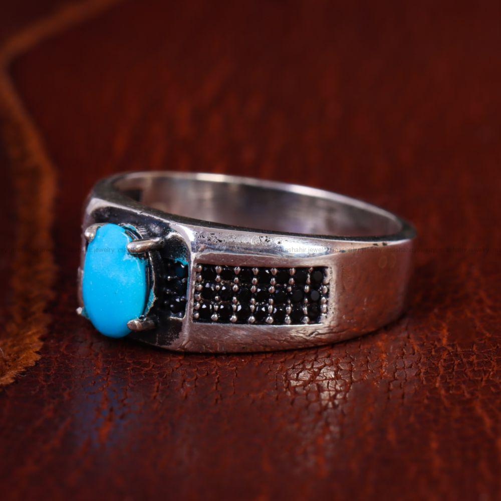 انگشتر فیروزه عجمی مردانه کد 13282