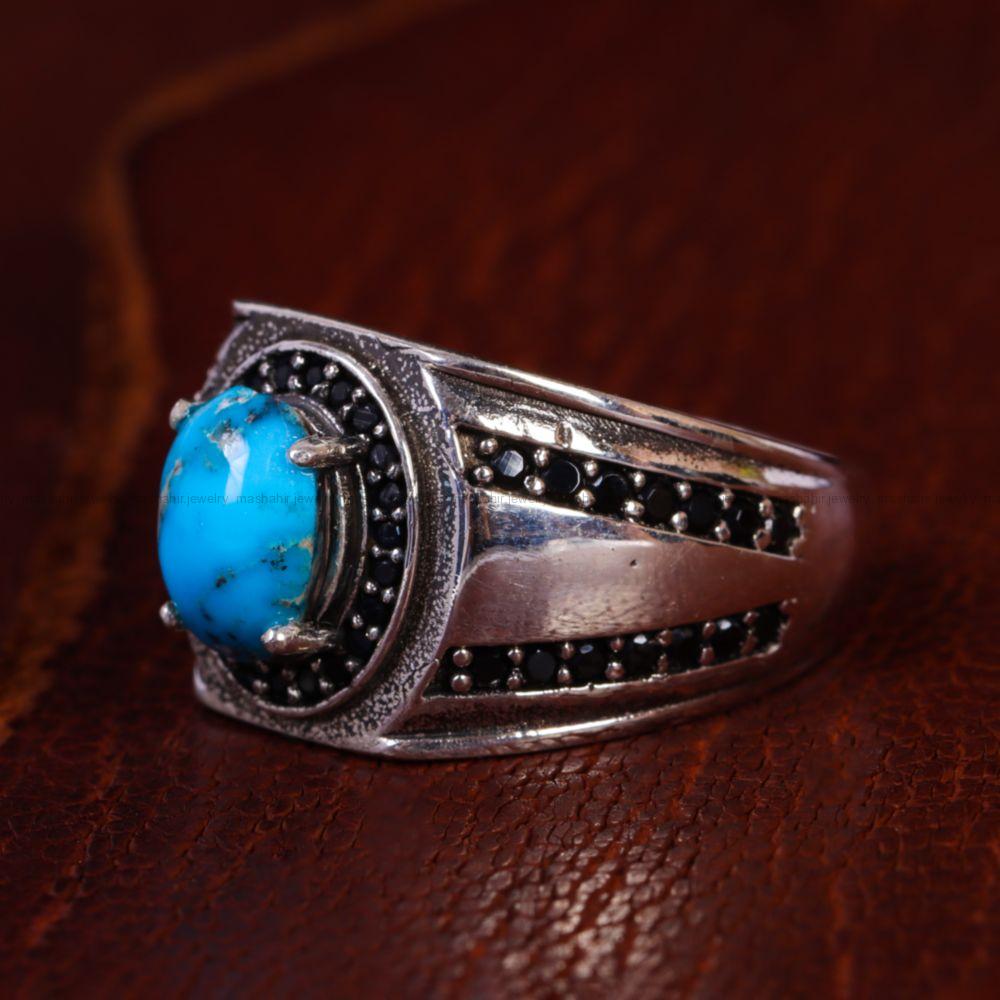 انگشتر فیروزه شجری مردانه کد 13295