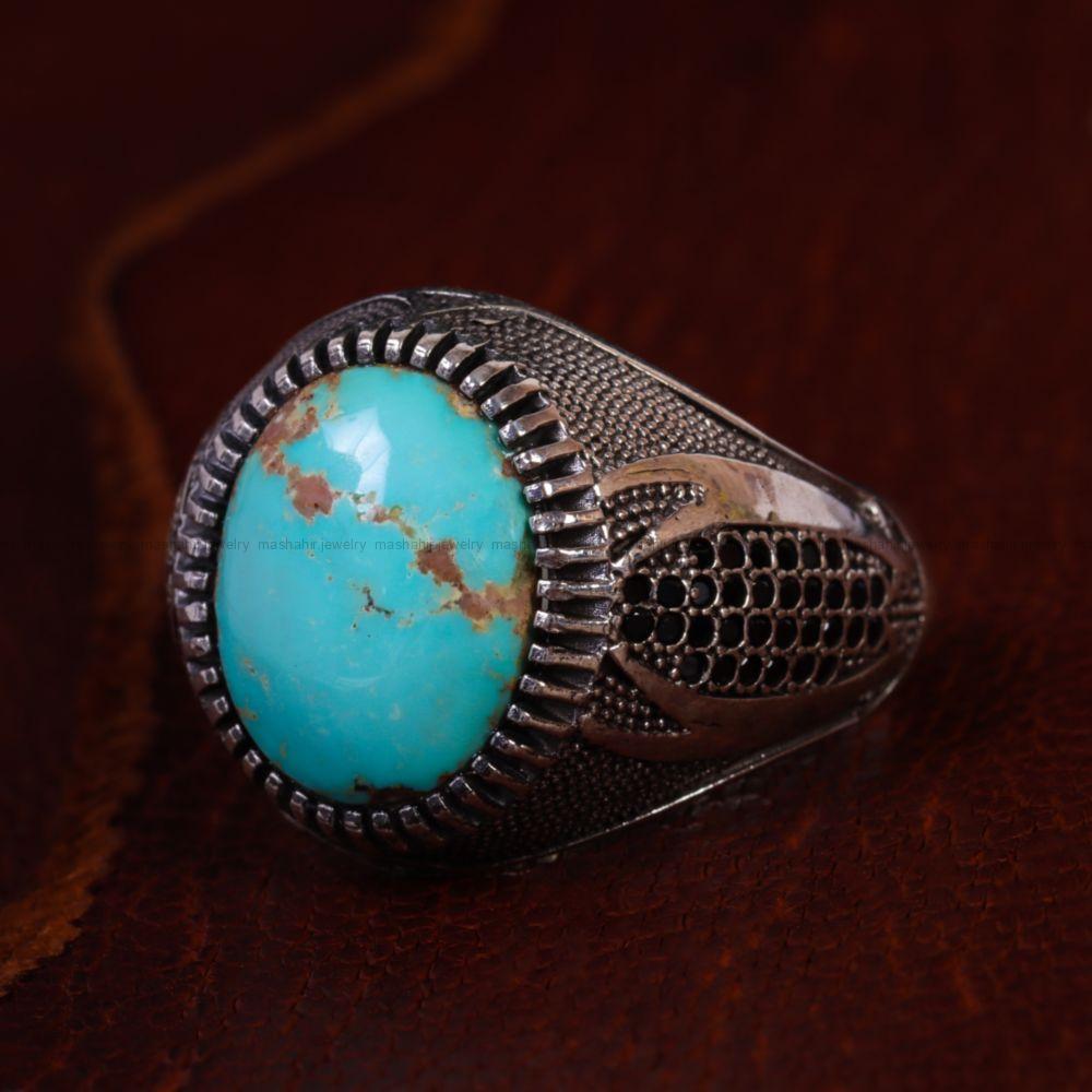 انگشتر فیروزه شجری مردانه کد 13299