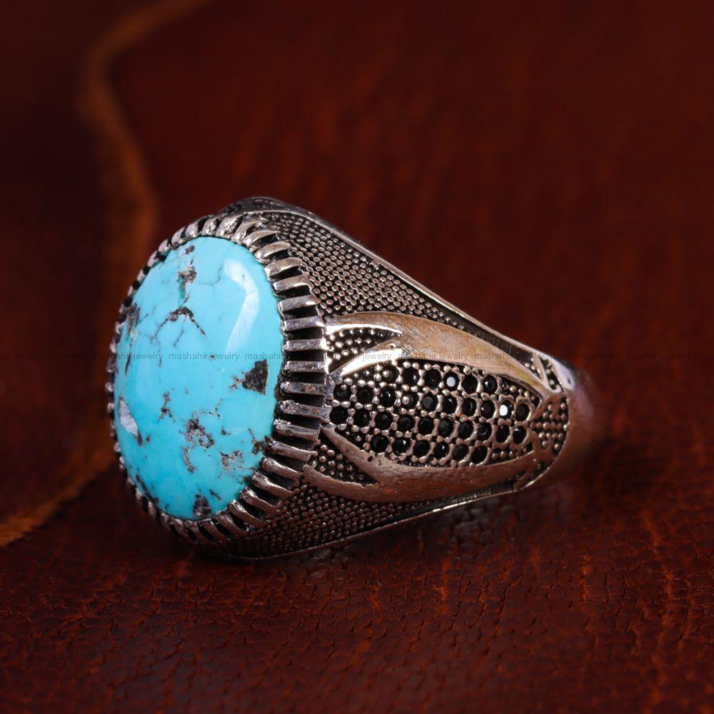 انگشتر فیروزه شجری مردانه کد 13302