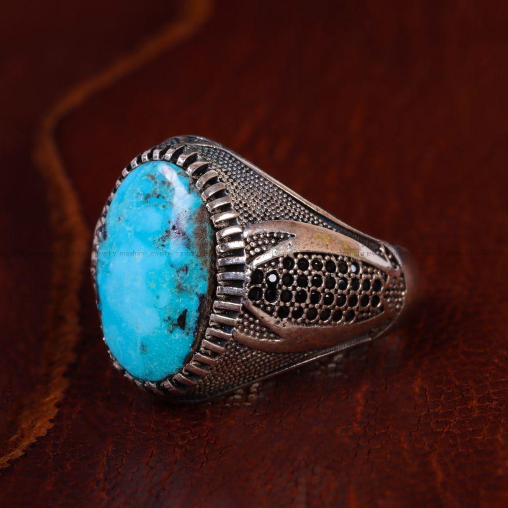 انگشتر فیروزه شجری مردانه کد 13306