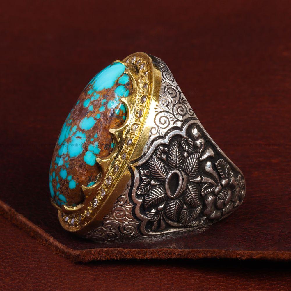 انگشتر فیروزه شجری مردانه کد 13615