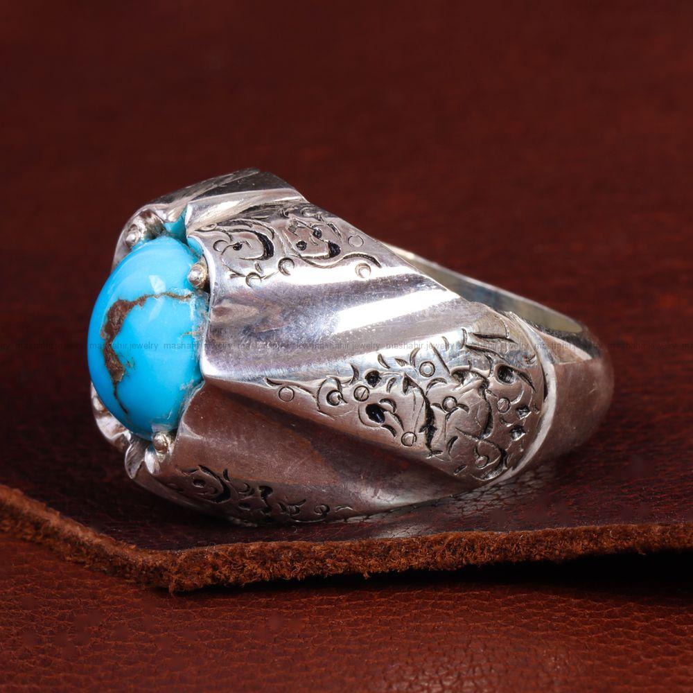 انگشتر فیروزه شجری مردانه کد 13616