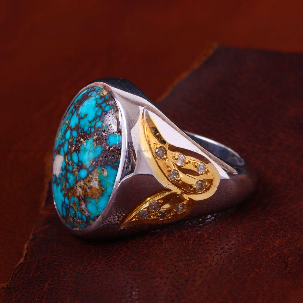 انگشتر فیروزه شجری مردانه کد 13625