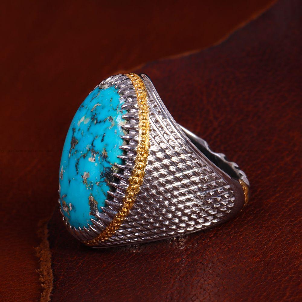 انگشتر فیروزه شجری مردانه کد 13627