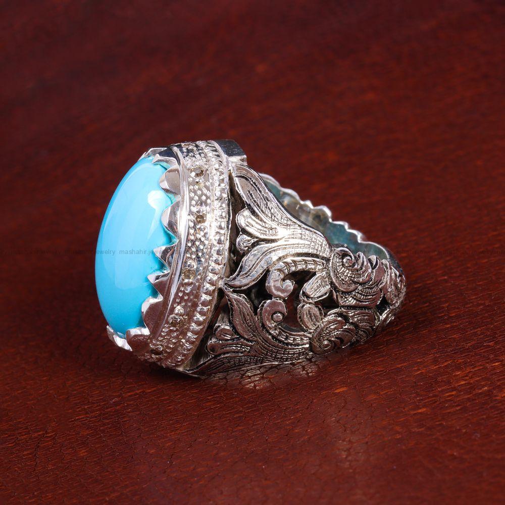 انگشتر فیروزه عجمی مردانه کد 13772