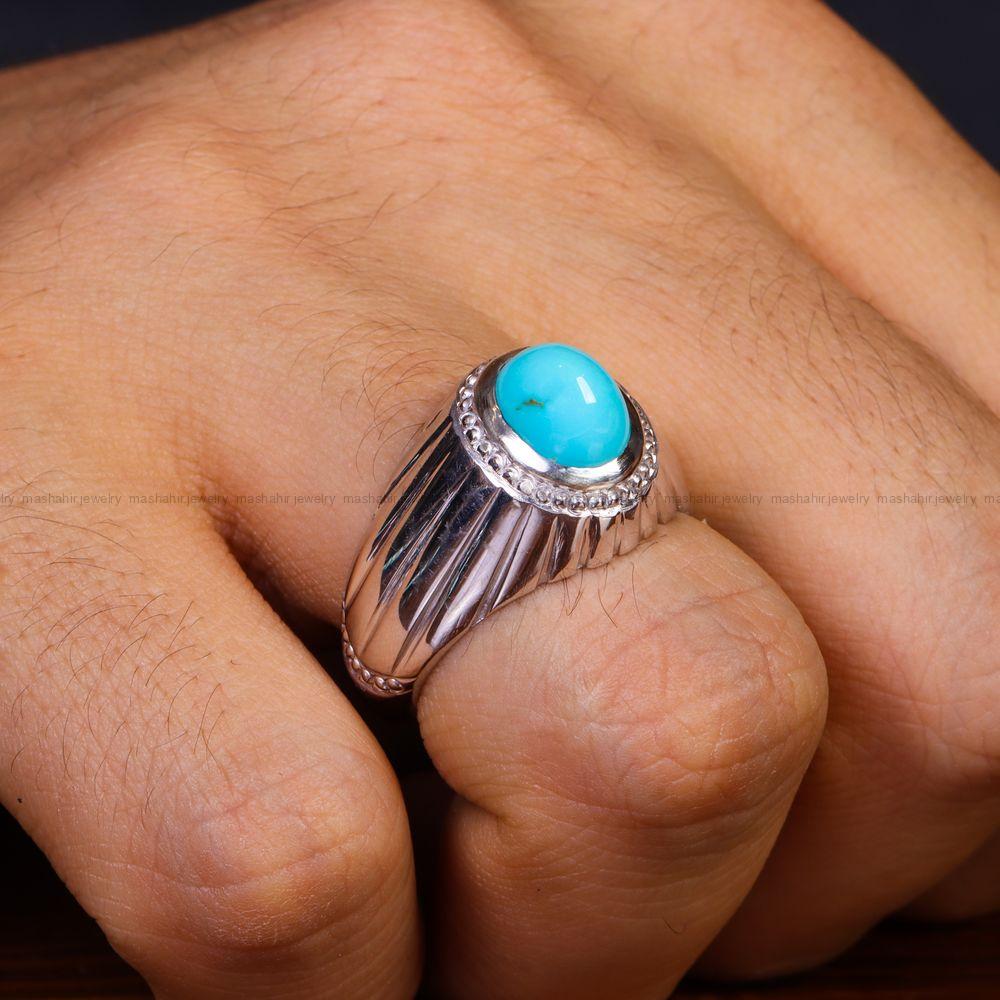 انگشتر فیروزه عجمی مردانه کد 13076