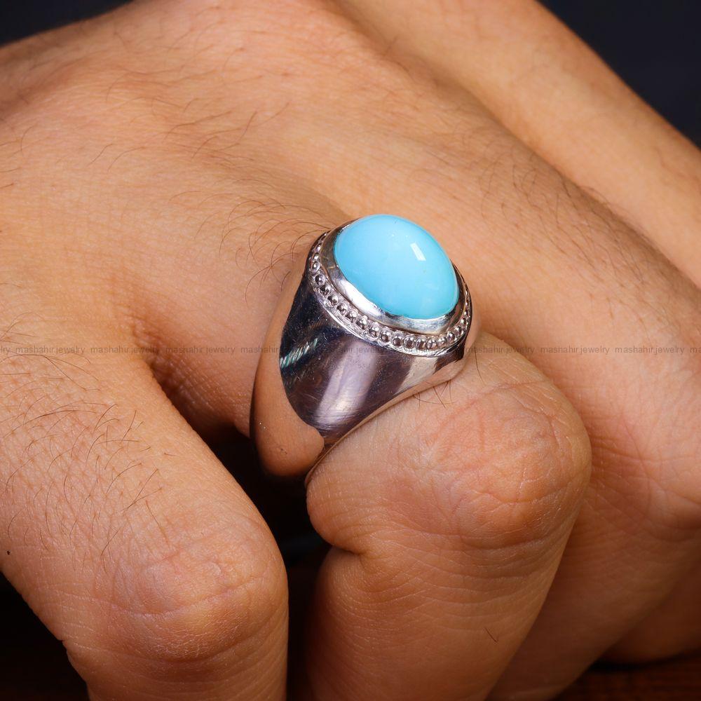 انگشتر فیروزه عجمی مردانه کد 13084