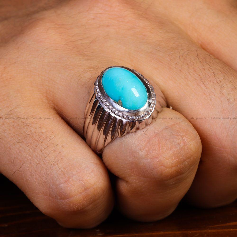انگشتر فیروزه عجمی مردانه کد 13096
