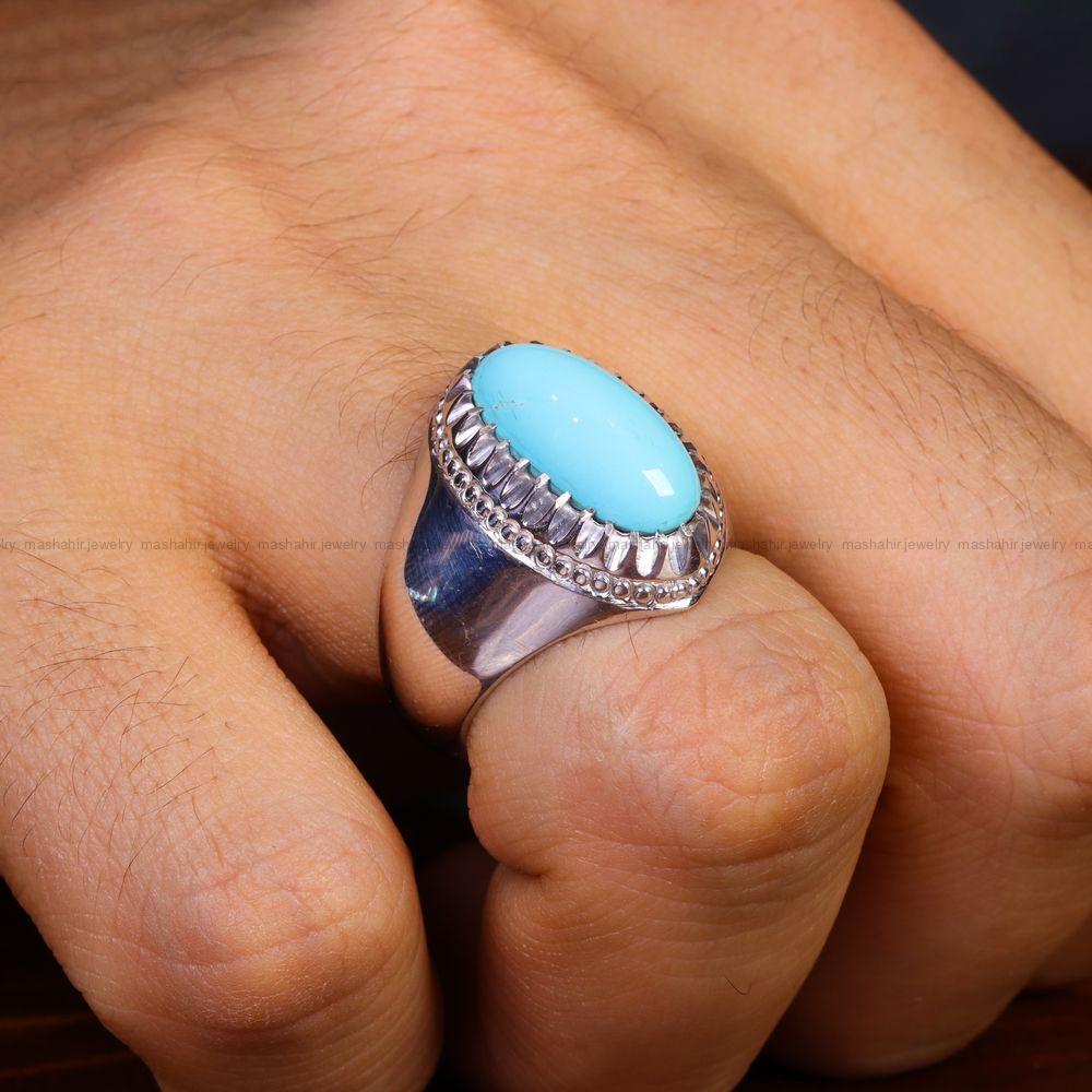 انگشتر فیروزه عجمی مردانه کد 13107