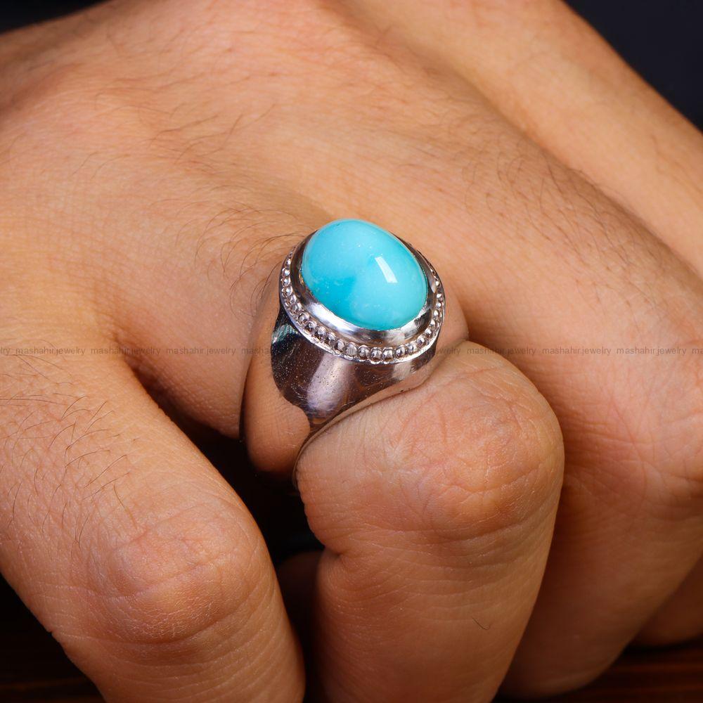 انگشتر فیروزه عجمی مردانه کد 13113