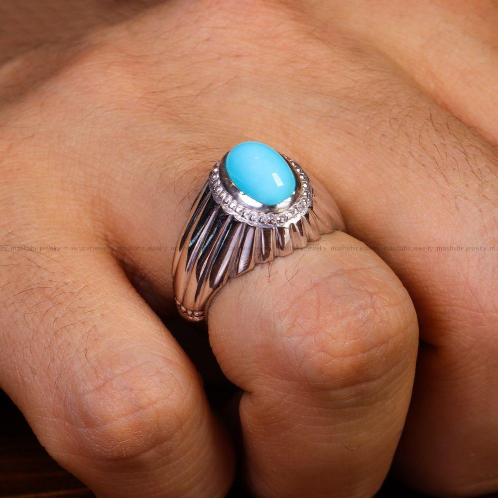 انگشتر فیروزه عجمی مردانه کد 13122