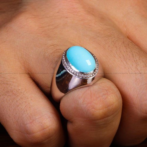 Ajami turquoise ring for men