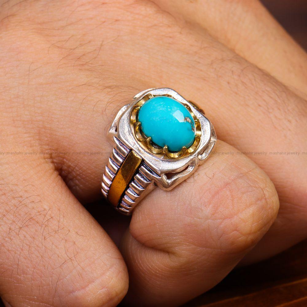 انگشتر فیروزه شجری مردانه کد 13177