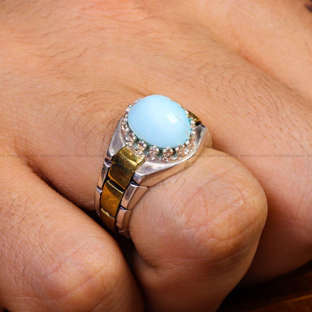 انگشتر فیروزه شجری مردانه کد 13197