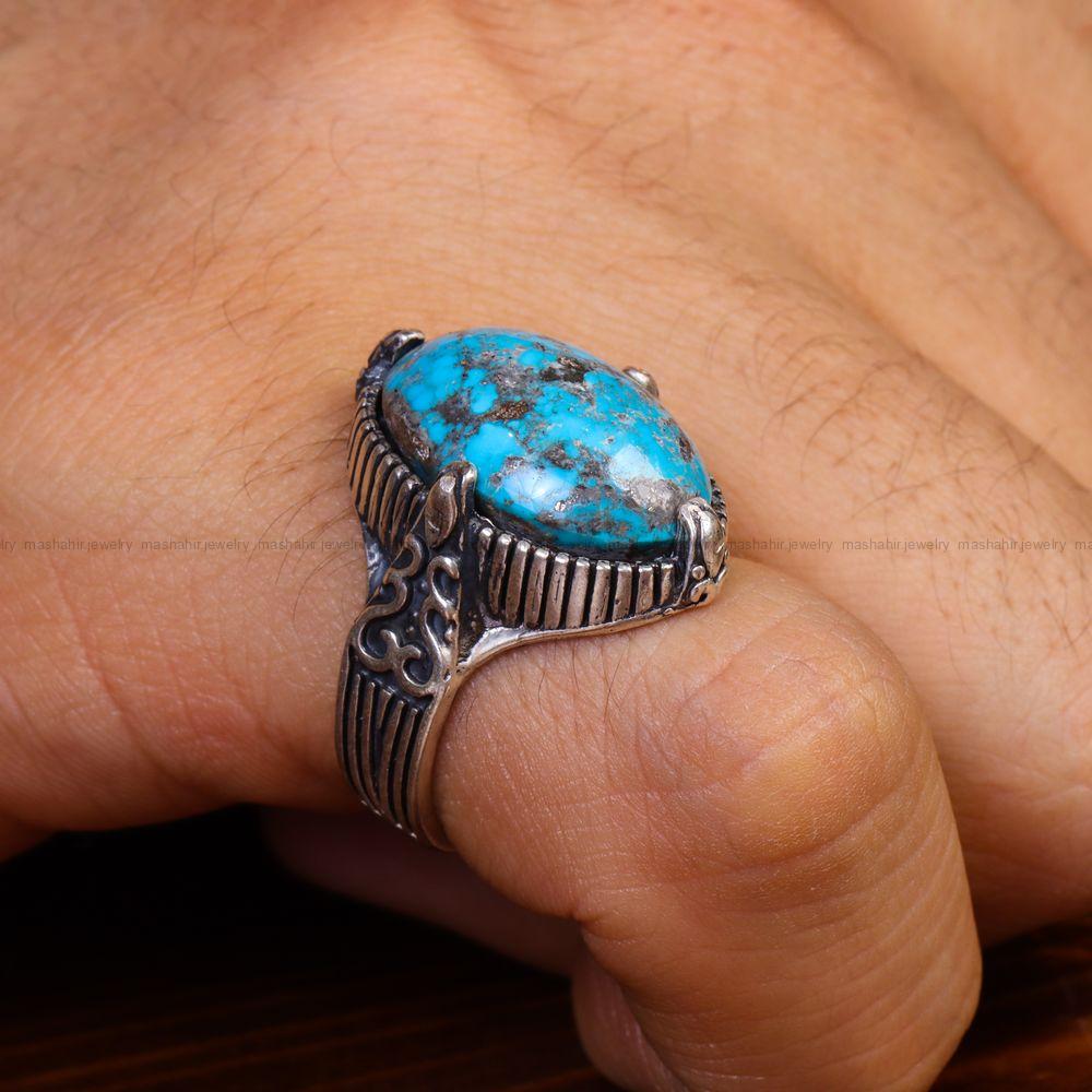 انگشتر فیروزه شجری مردانه کد 13204
