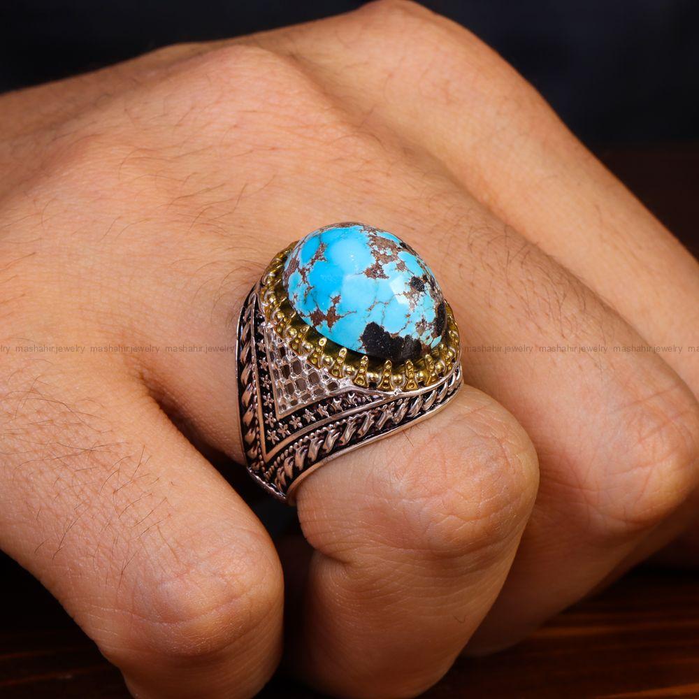 انگشتر فیروزه شجری مردانه کد 13214