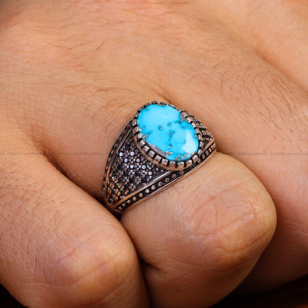 انگشتر فیروزه شجری مردانه کد 13240