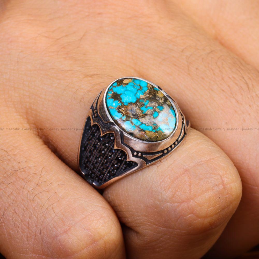 انگشتر فیروزه شجری مردانه کد 13258