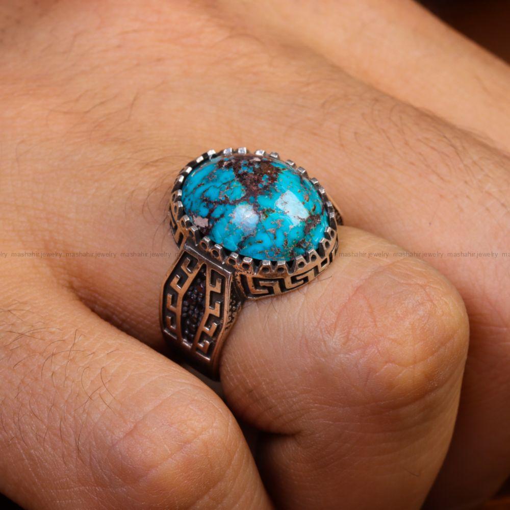 انگشتر فیروزه شجری مردانه کد 13264