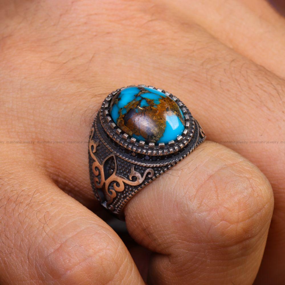 انگشتر فیروزه شجری مردانه کد 13268