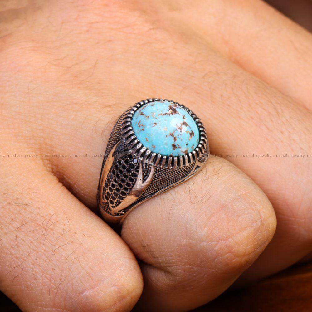 انگشتر فیروزه شجری مردانه کد 13291