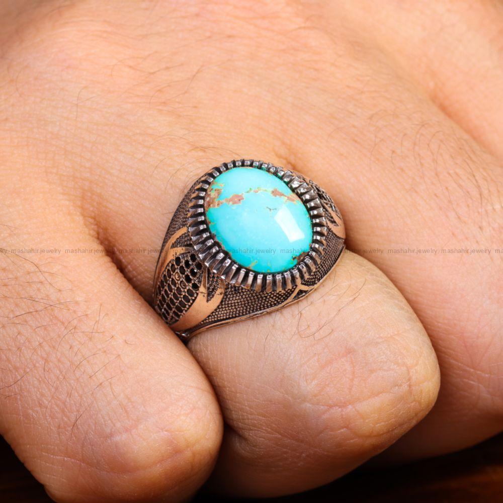 انگشتر فیروزه شجری مردانه کد 13299