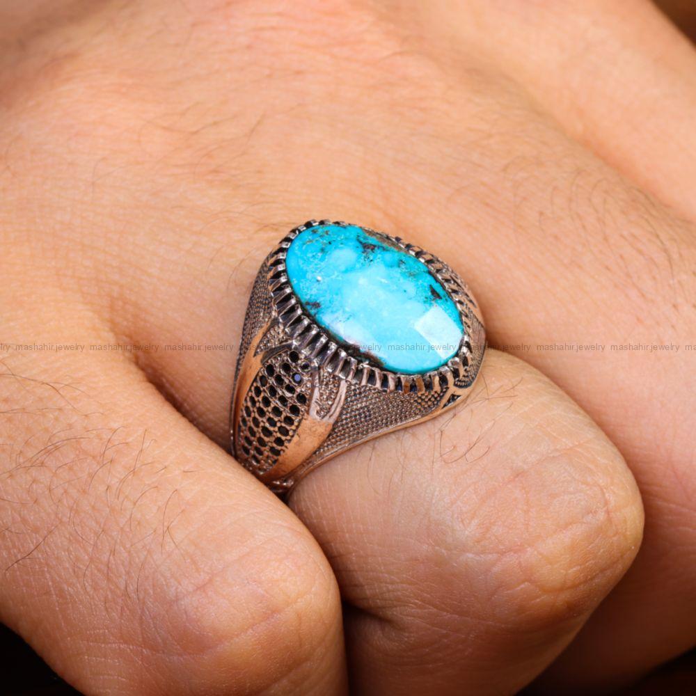 انگشتر فیروزه شجری مردانه کد 13306