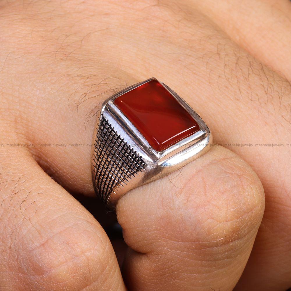 انگشتر عقیق مردانه کد 13436