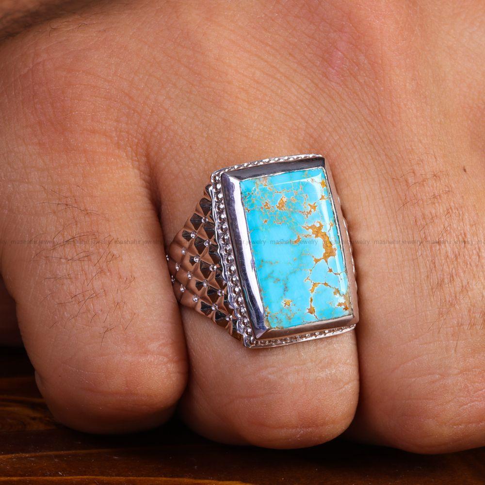 انگشتر فیروزه شجری مردانه کد 13618