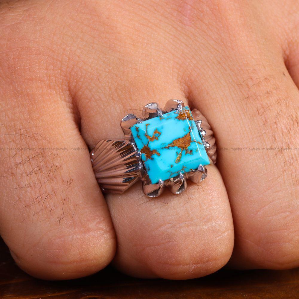 انگشتر فیروزه شجری مردانه کد 13619