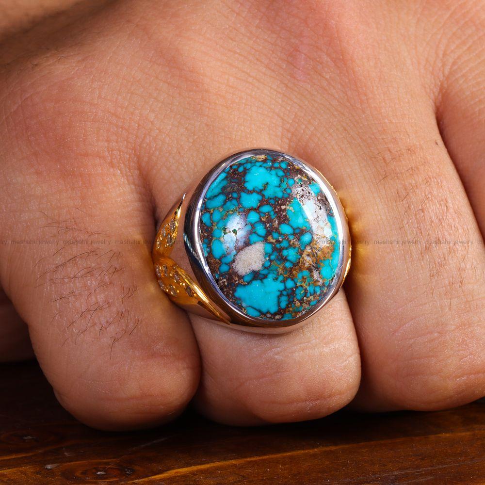 انگشتر فیروزه شجری مردانه کد 13625
