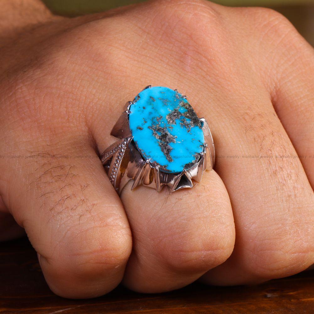 انگشتر فیروزه شجری مردانه کد 13626