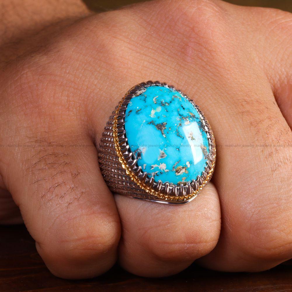 انگشتر فیروزه شجری مردانه کد 13627
