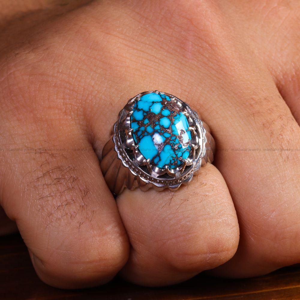 انگشتر فیروزه شجری مردانه کد 13628