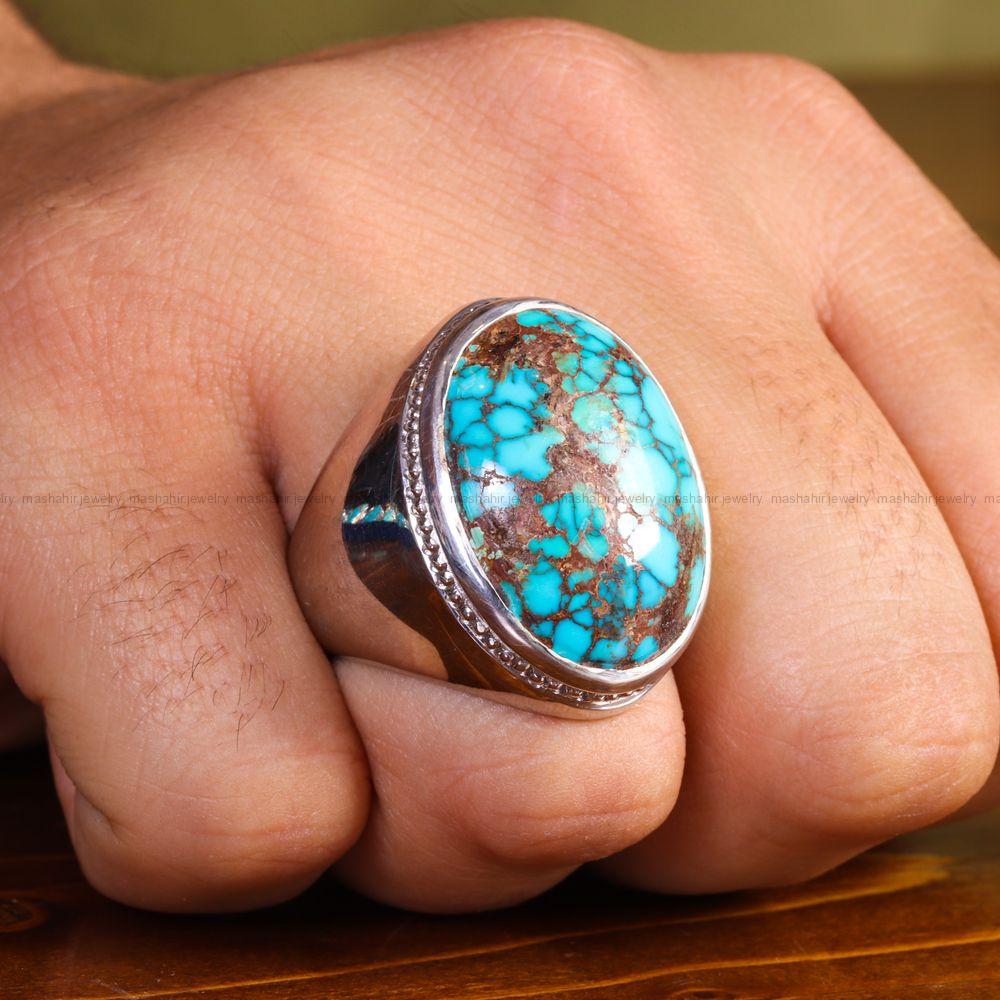 انگشتر فیروزه شجری مردانه کد 13631