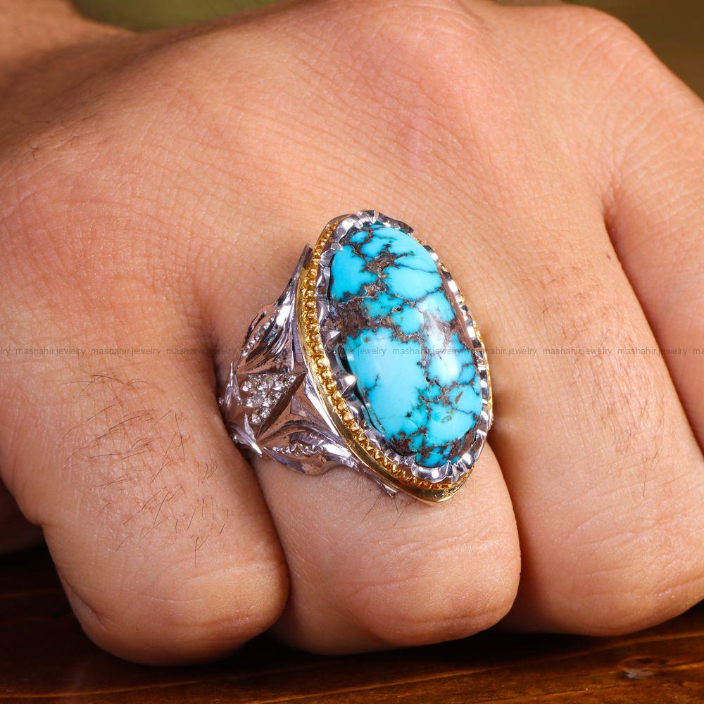 انگشتر فیروزه شجری مردانه کد 13632
