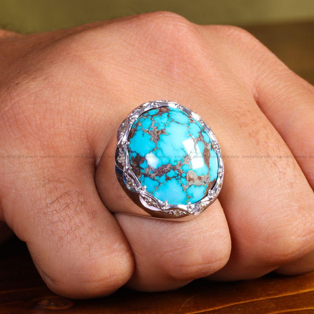 انگشتر فیروزه شجری مردانه کد 13633