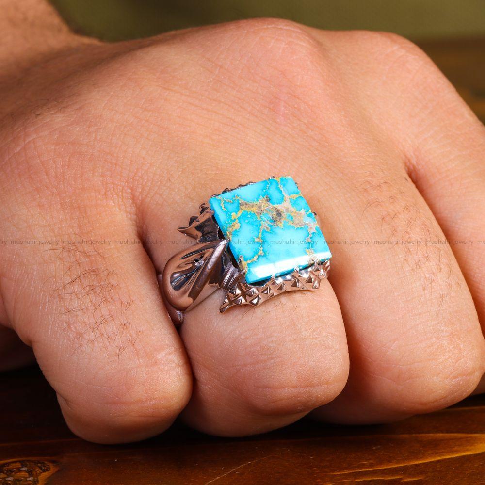 انگشتر فیروزه شجری مردانه کد 13634