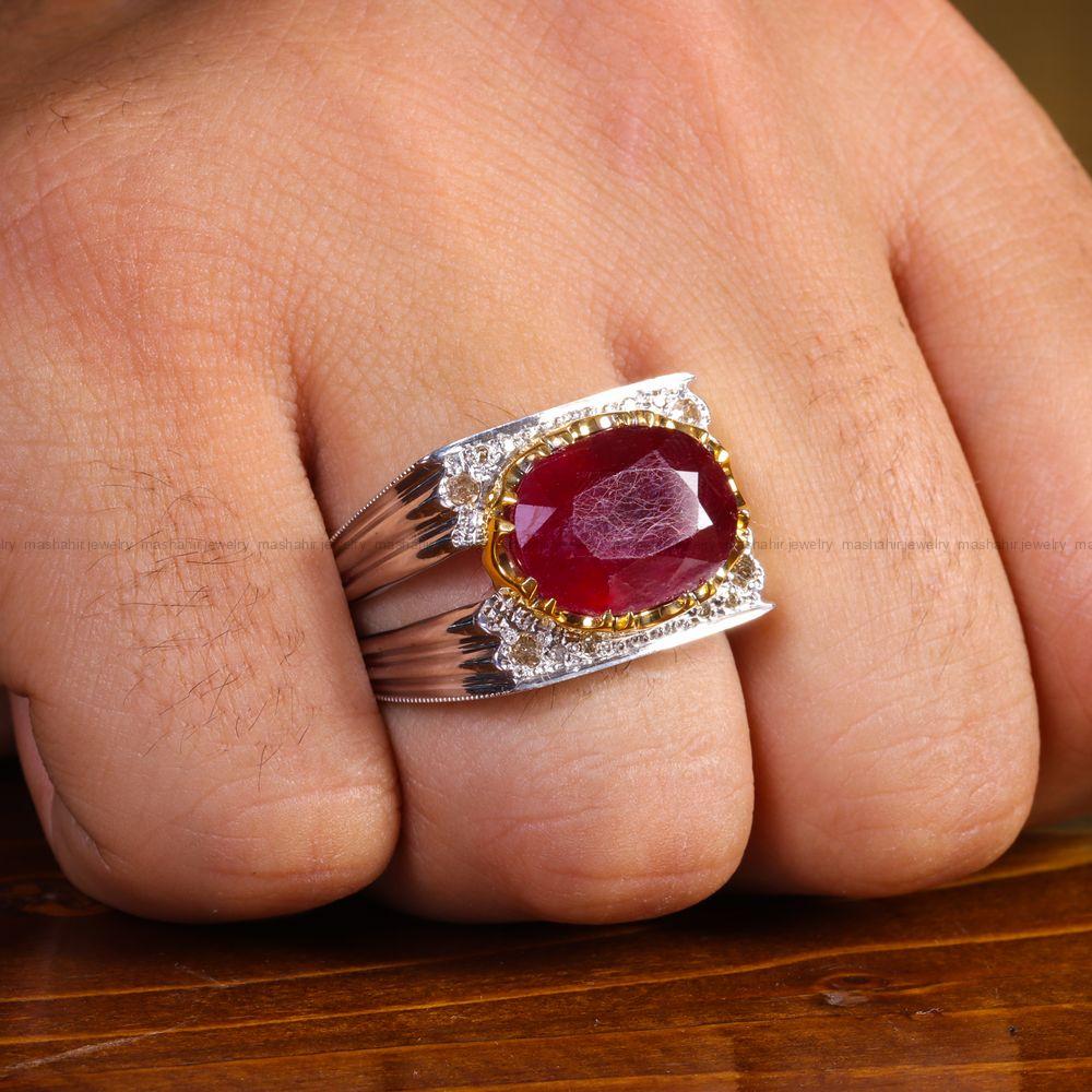 انگشتر یاقوت سرخ مردانه کد 13650