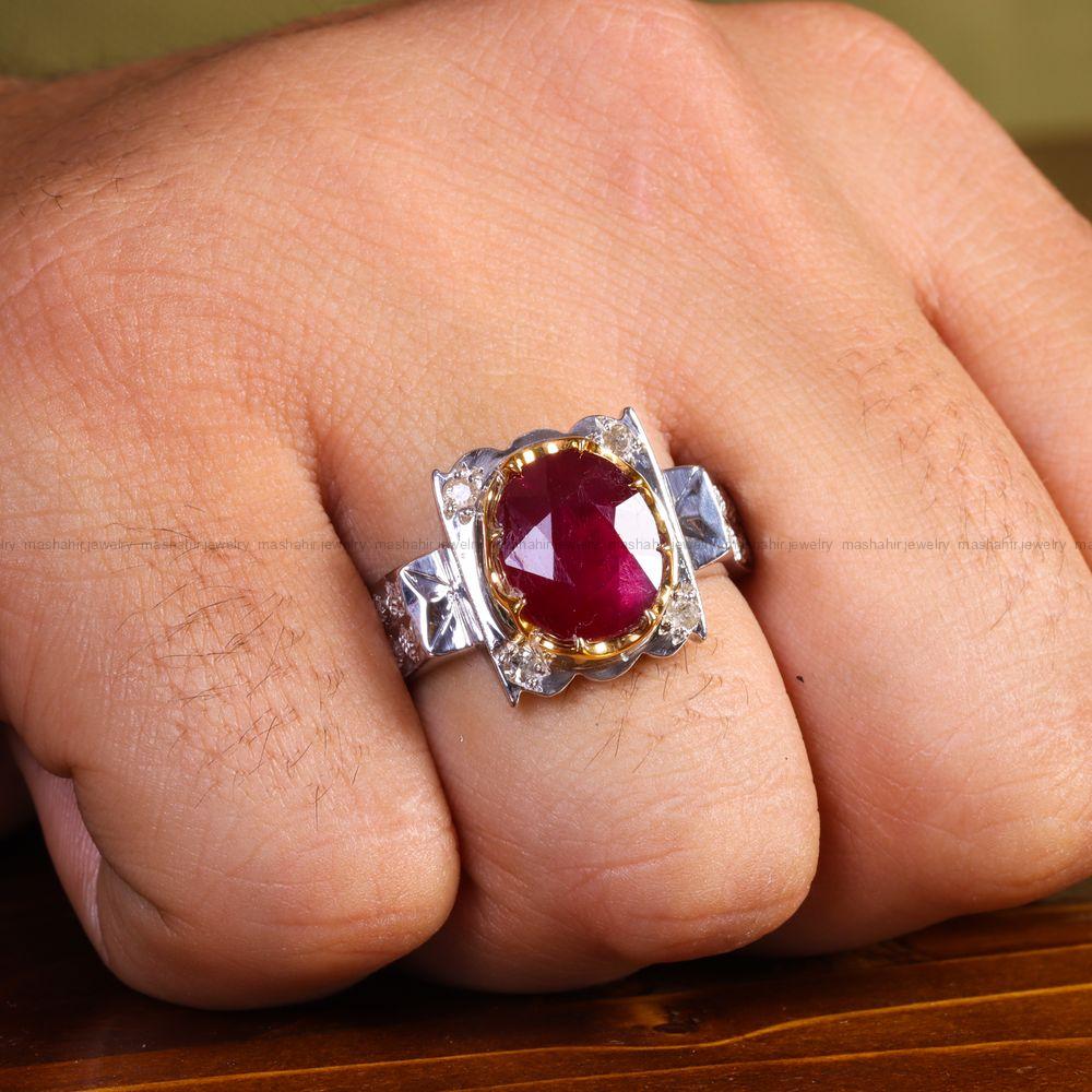 انگشتر یاقوت سرخ مردانه کد 13656