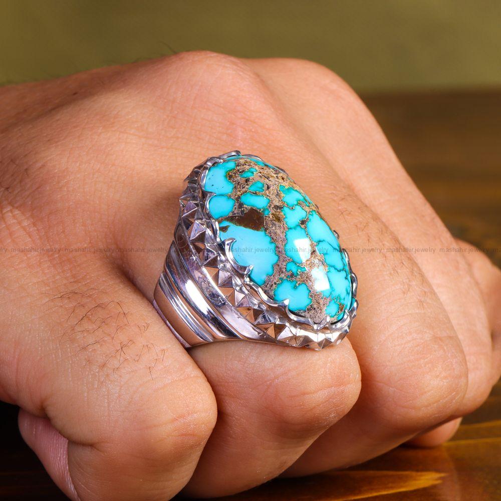 انگشتر فیروزه شجری مردانه کد 13660