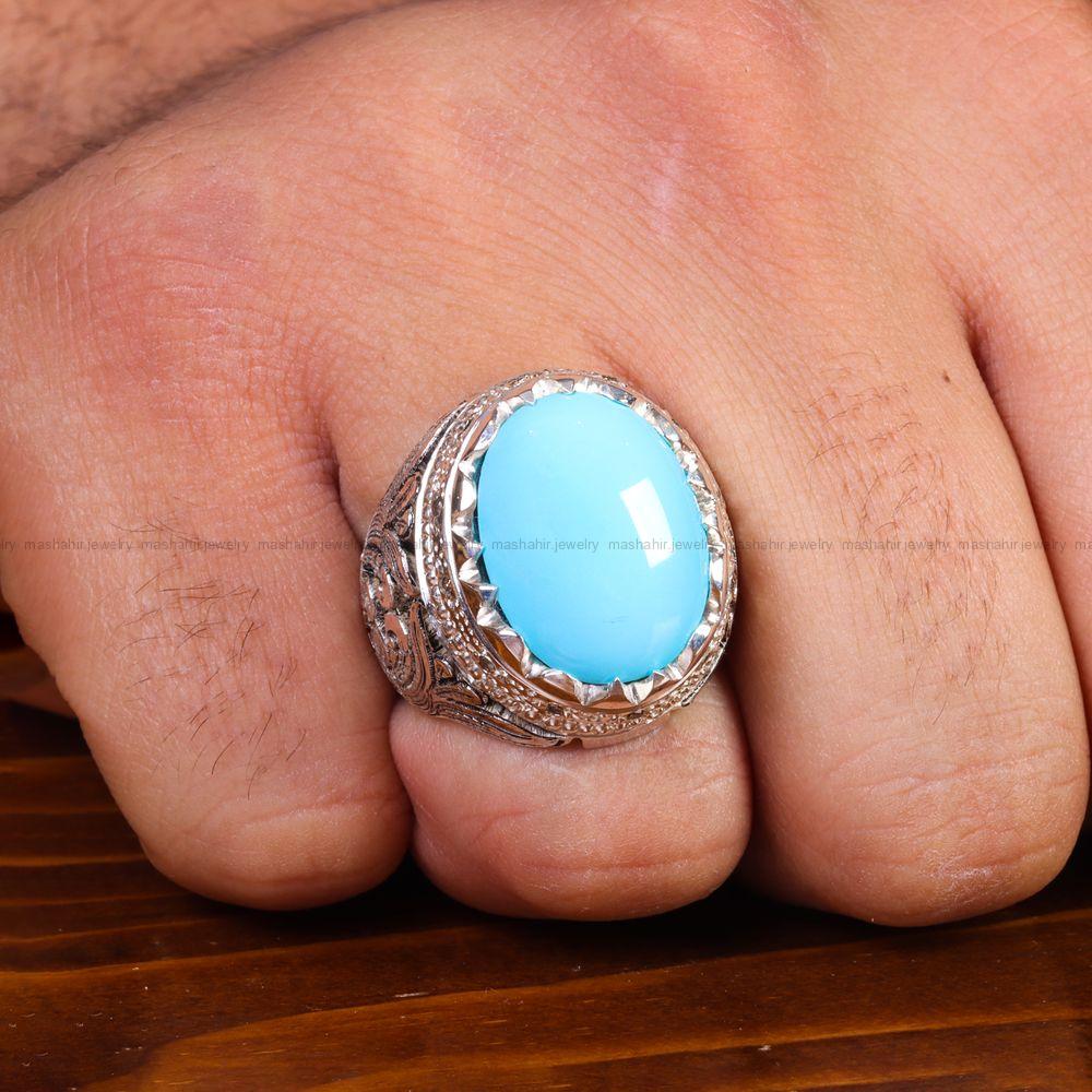 انگشتر فیروزه عجمی مردانه کد 13772