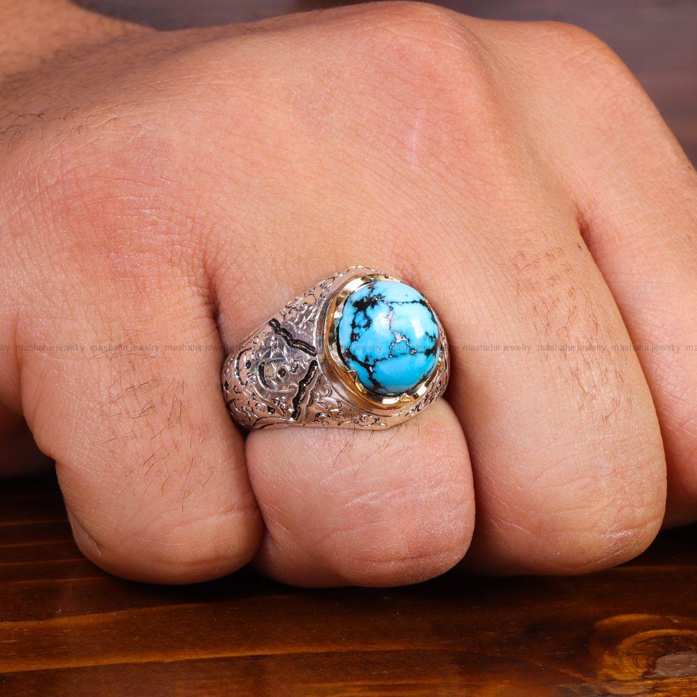 انگشتر فیروزه شجری مردانه کد 13778